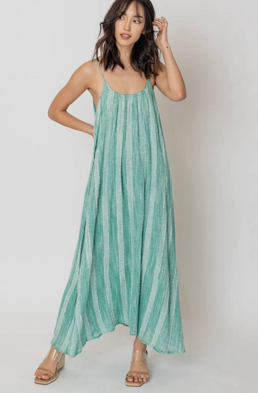 green striped maxi dress