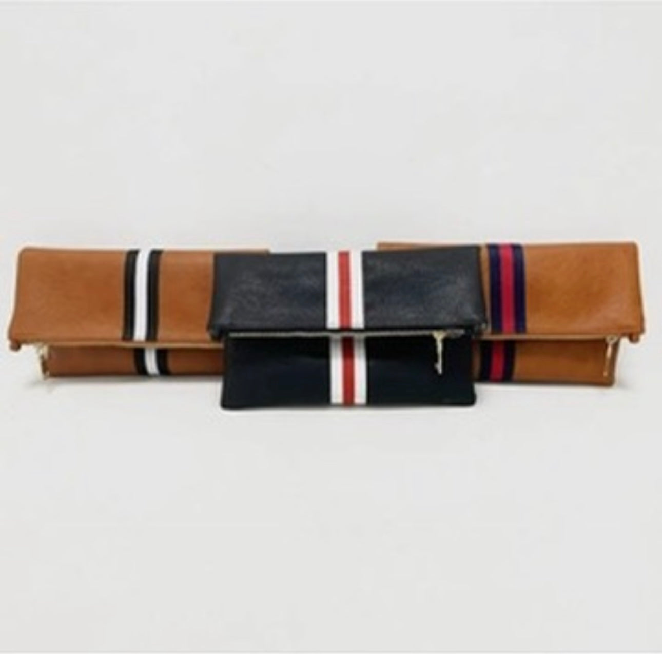 striped foldover clutch