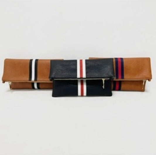 striped foldover clutch