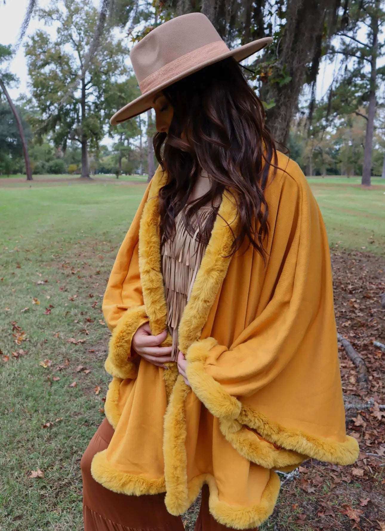 faux fur poncho 