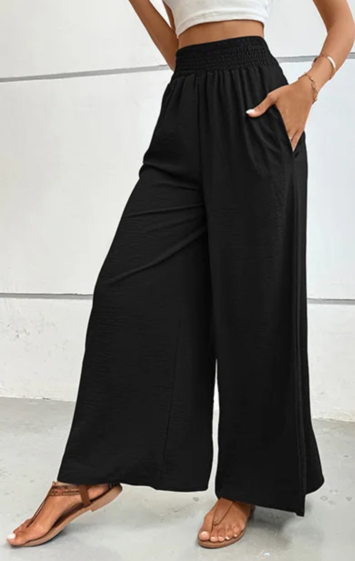 black palazzo pants pockets 