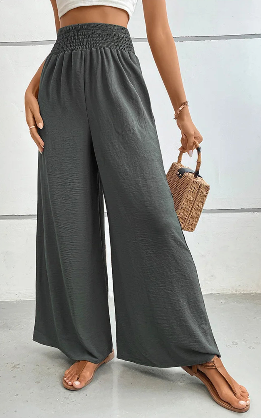 slate palazzo pants