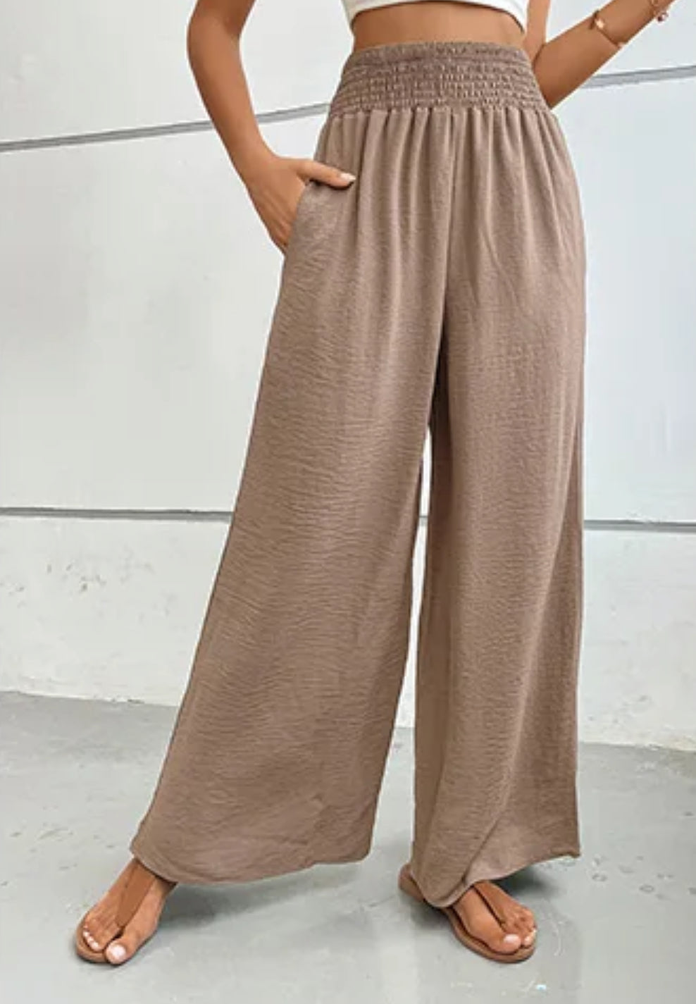 beige palazzo pants