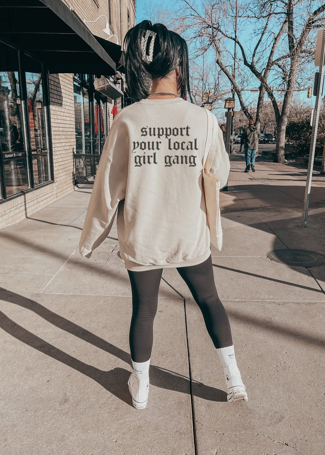 girl gang sweatshirt beige