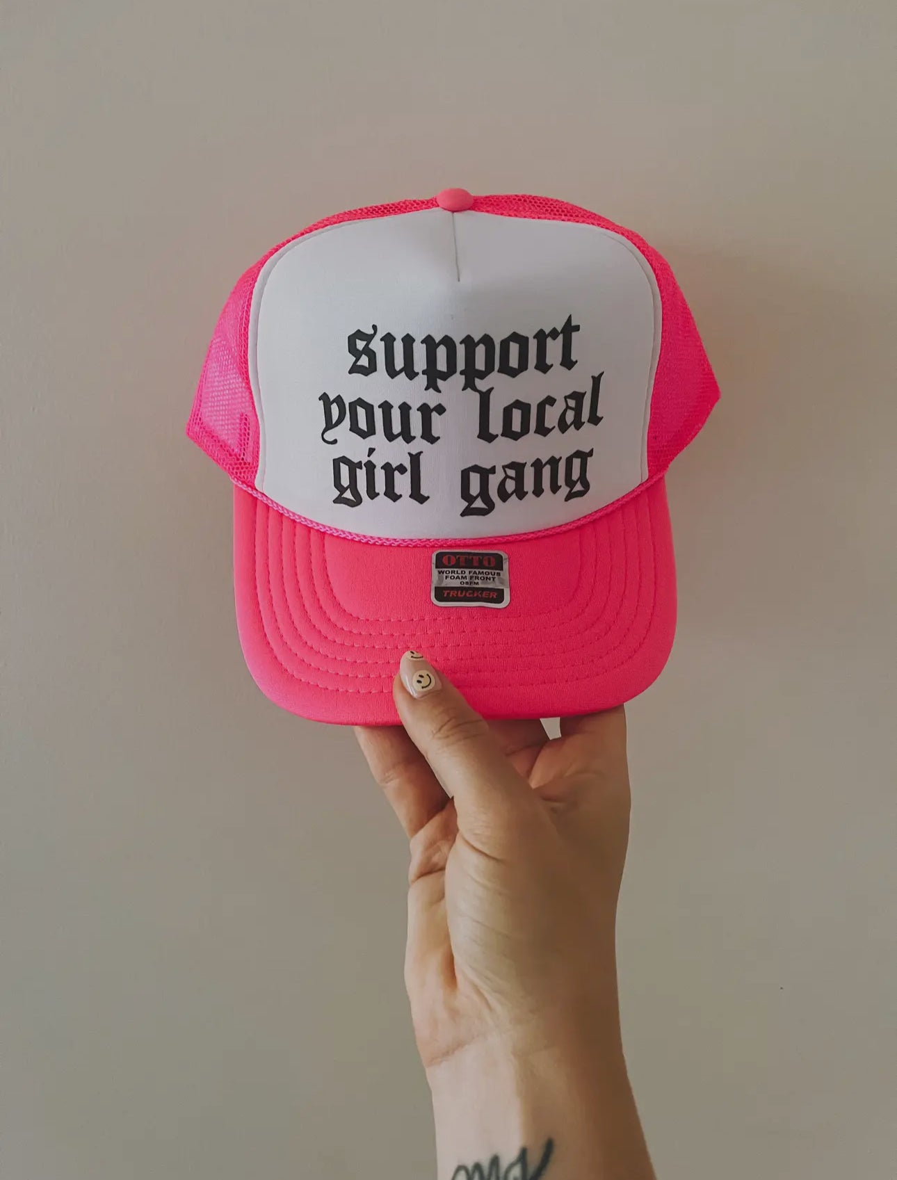 pink girl gang hat