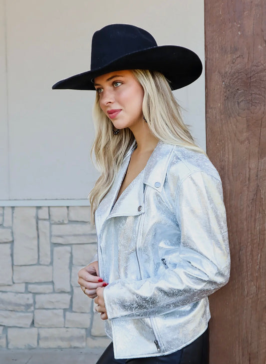 silver Moto jacket