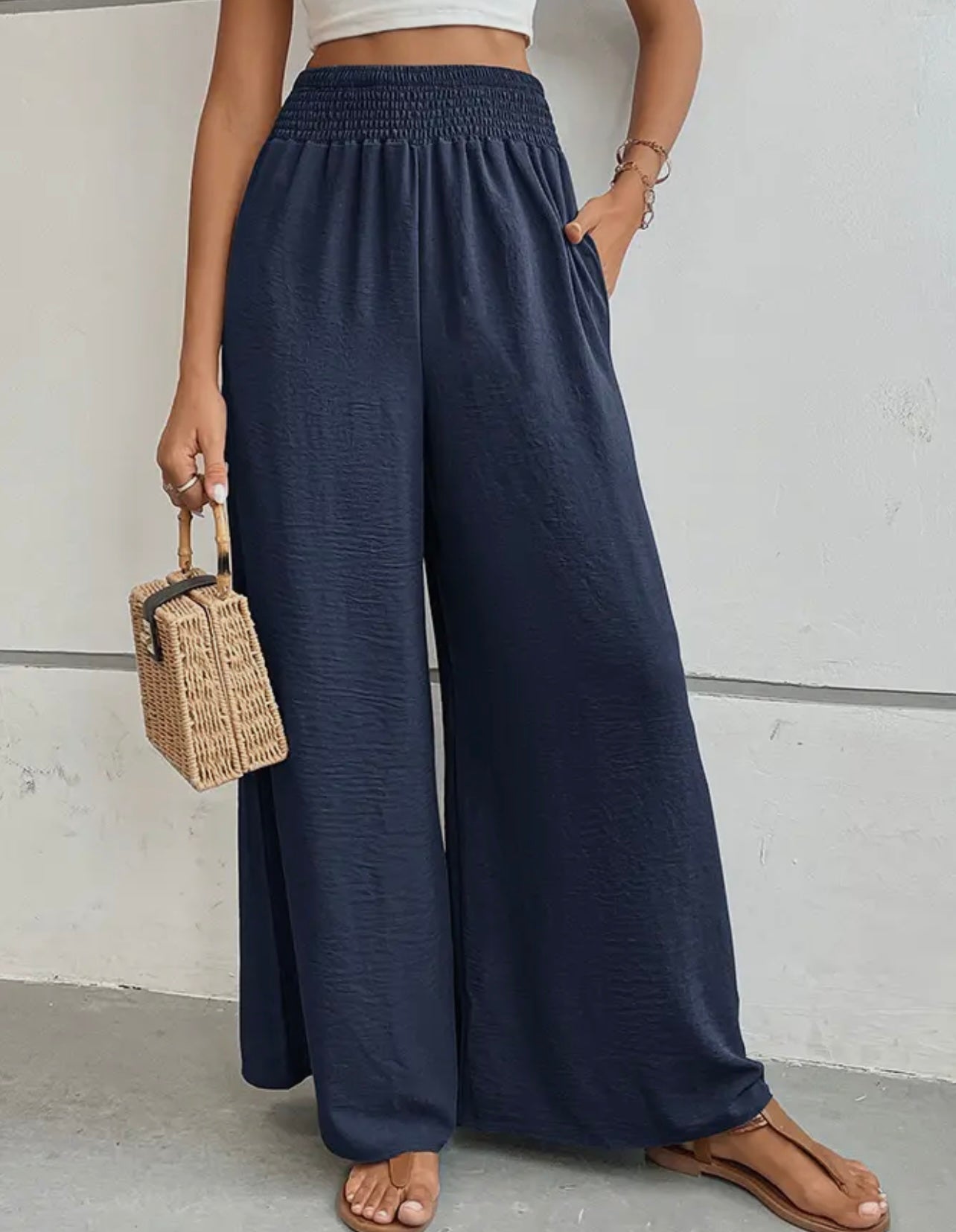 navy palazzo pants