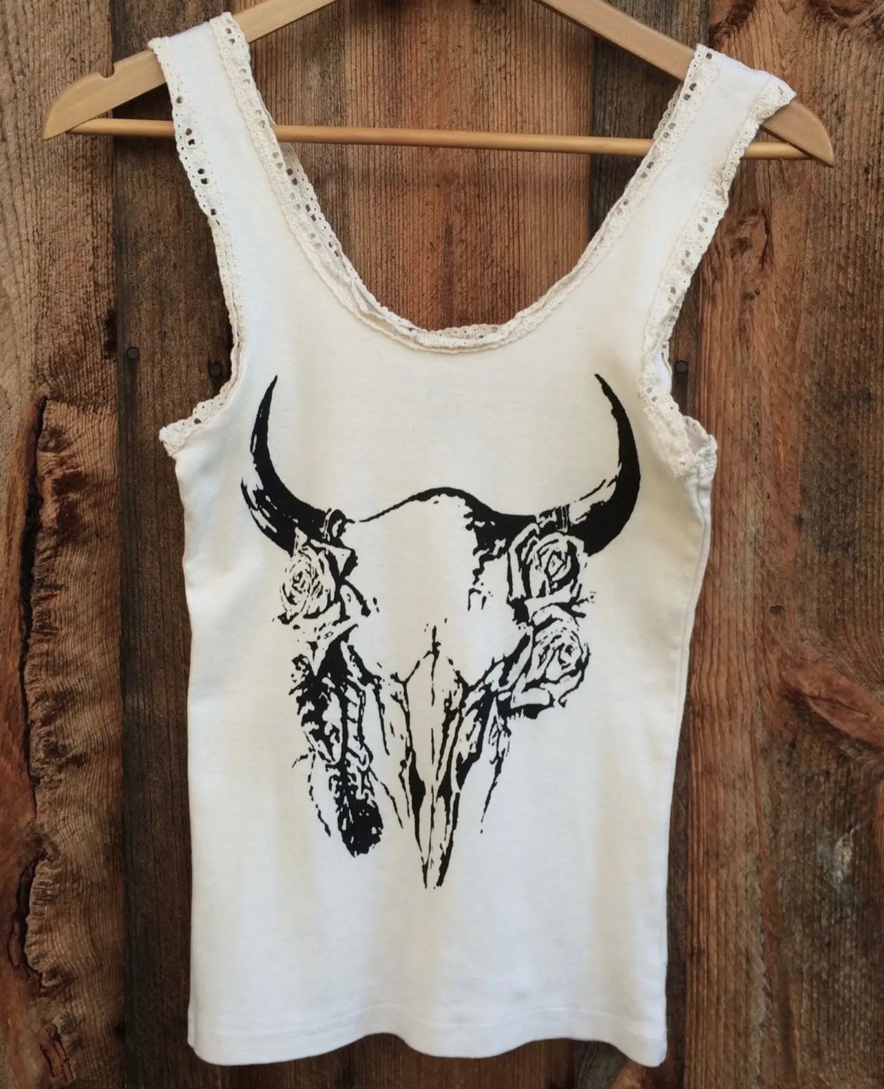 vintage lace skull tank